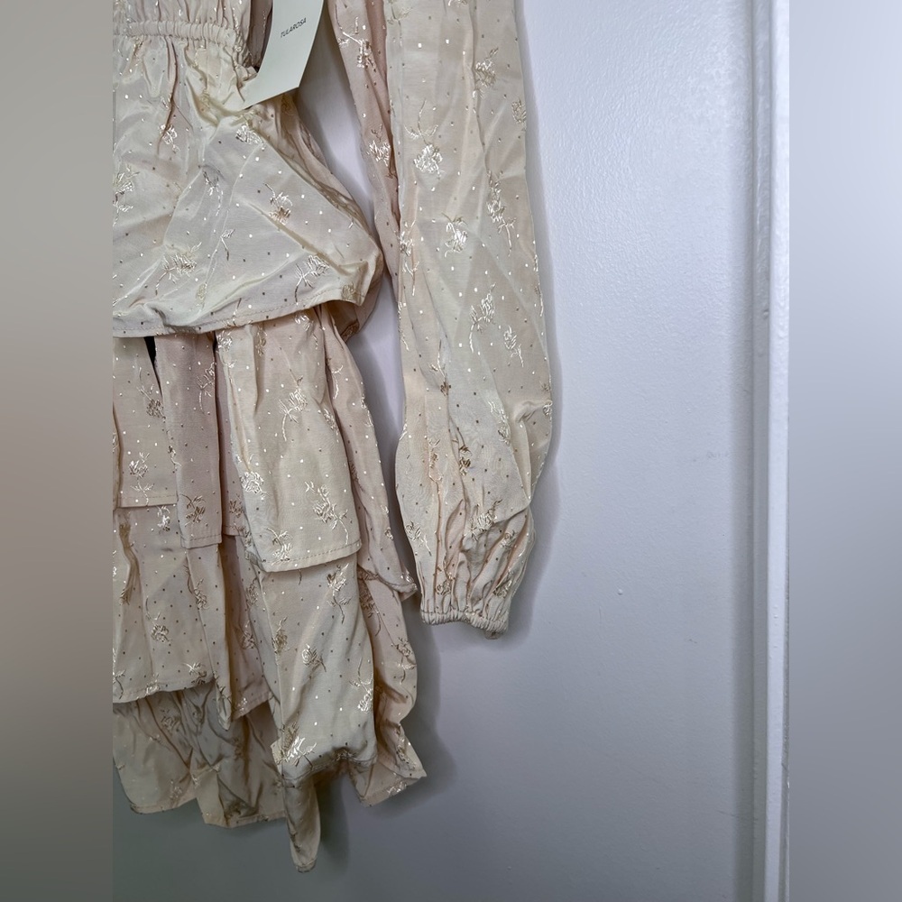 REVOLVE Tularosa Cream Ruffle Mini Dress Open Back Bridal Engagement Boho S NWT - Picture 5 of 12